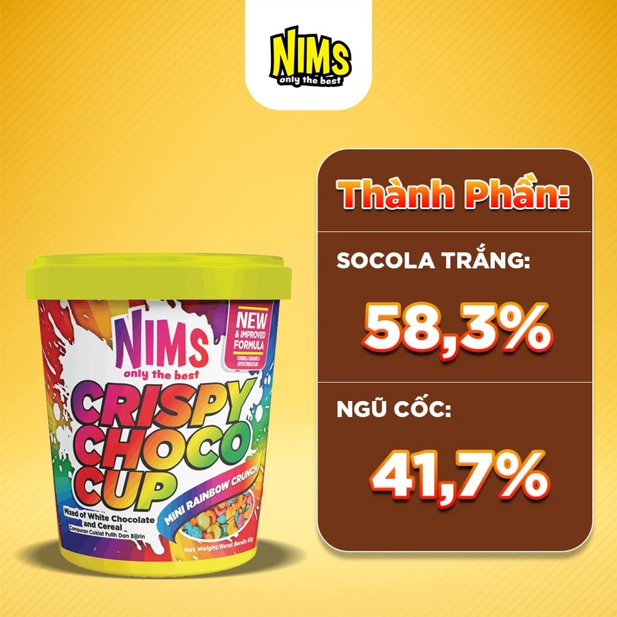 Socola Nims Mini Rainbow Crunch 60g Malaysia